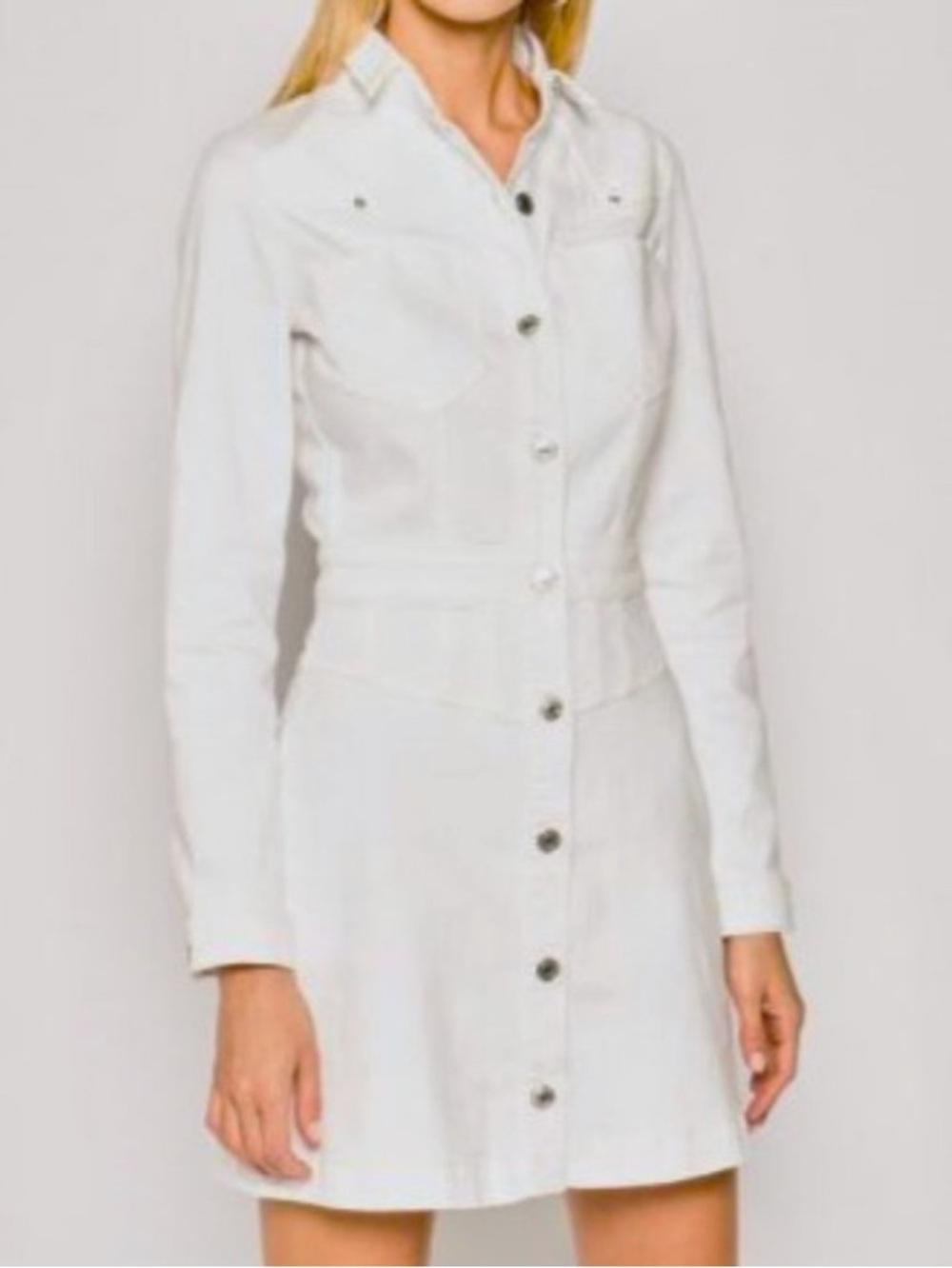 GUESS Button-Front Denim Mini Dress